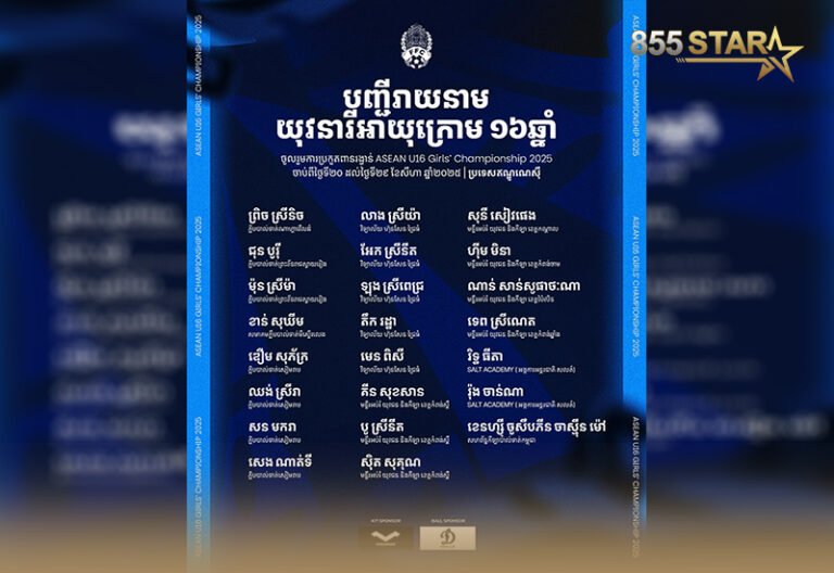 FFC បង្ហាញសមាសភាពកីឡាការិនី U-16 ចំនួន២៣រូប ចូលរួម ASEAN U16 Girls’ Championship
